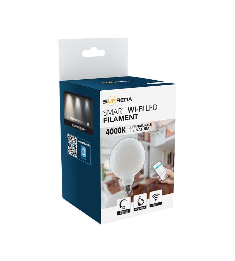 Lampadina globo Led G125 FR SM WIFI E27 75W 4000K