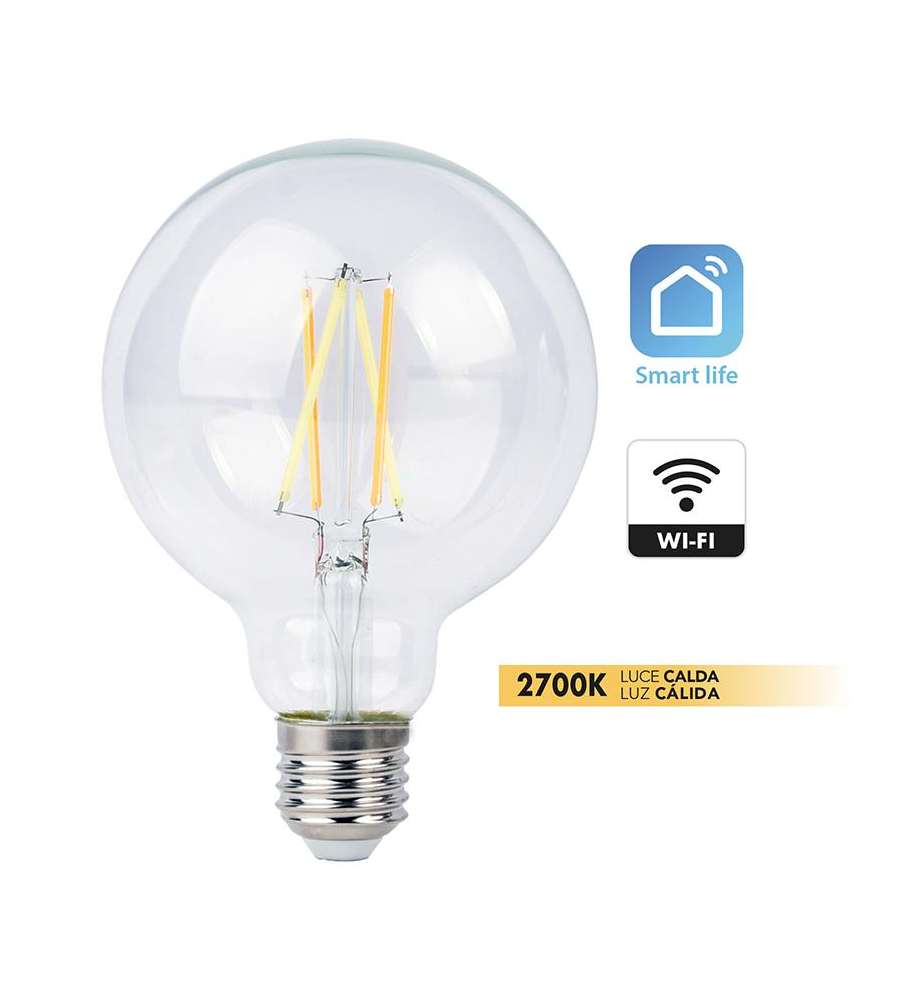 Lampadina globo led G95 filam sm wifi 75w 2700k dim