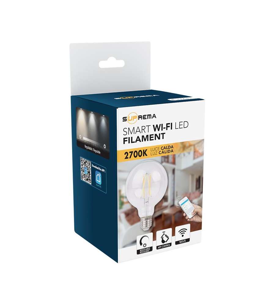 Lampadina globo led G95 filam sm wifi 75w 2700k dim