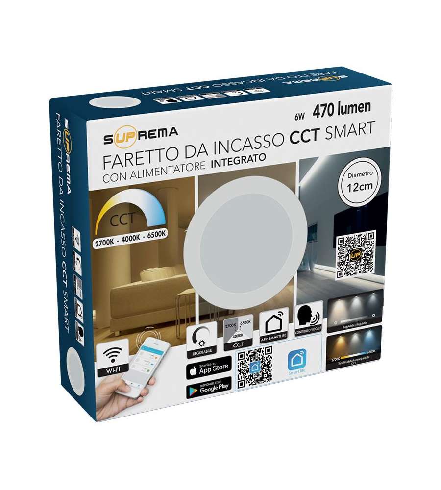 Faretto CCT+DIM 6W 470 lm 12 cm