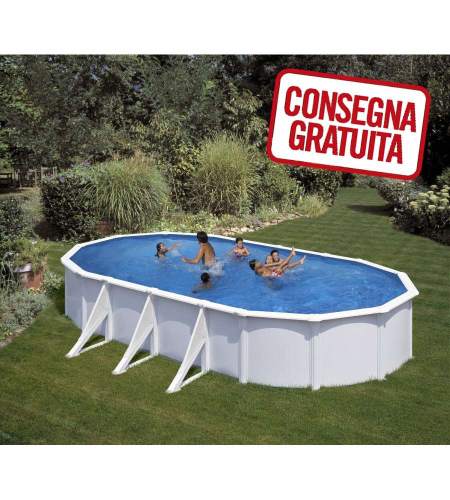 Piscina Ovale Acciaio Bianca 730 x 375 x 120 h cm