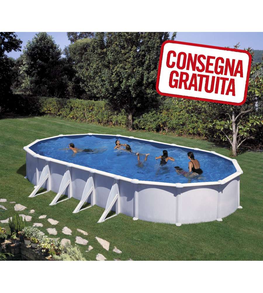 Piscina Ovale Acciaio Bianca 810 x 470 x 132 h cm