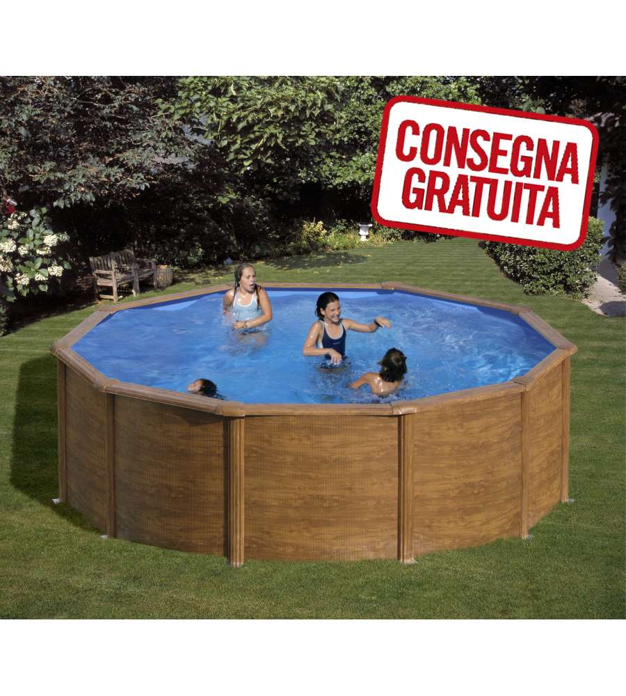 Piscina Tonda Acciaio Legno 460 x 120 h cm