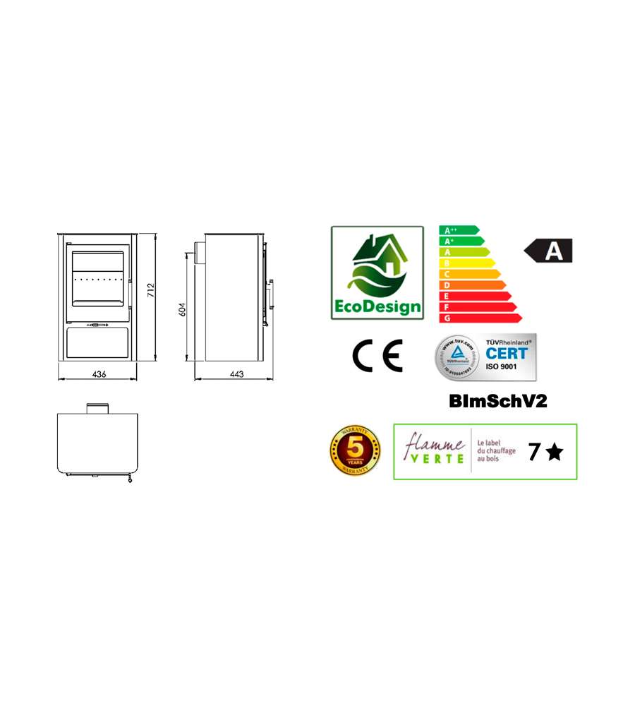 Stufa a legna Knysna Panadero 5,9 KW