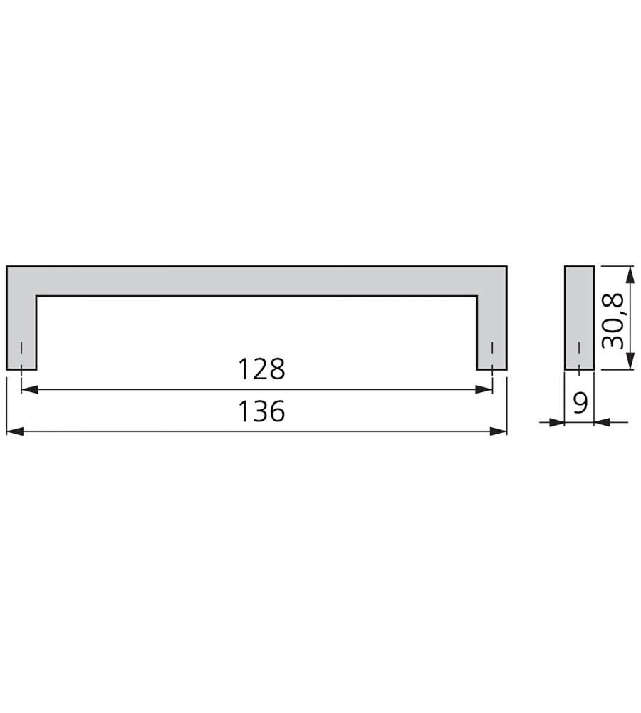 Emuca Maniglia per mobile Habana, L 136 mm, interasse 128 mm, Zama, Nichel satinatoto