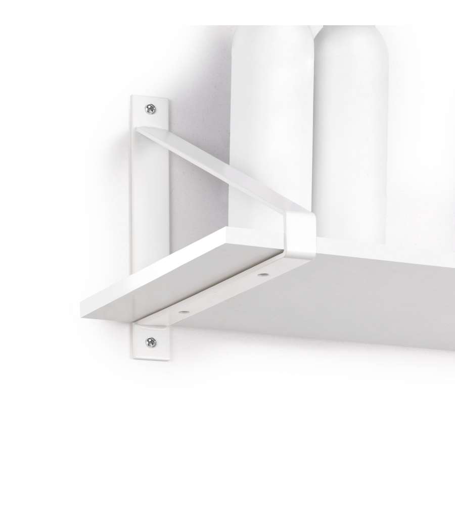 Emuca Set di supporti per mensole in legno Shelf con forma triangolare, Acciaio, Verniciato bianco 1 SET