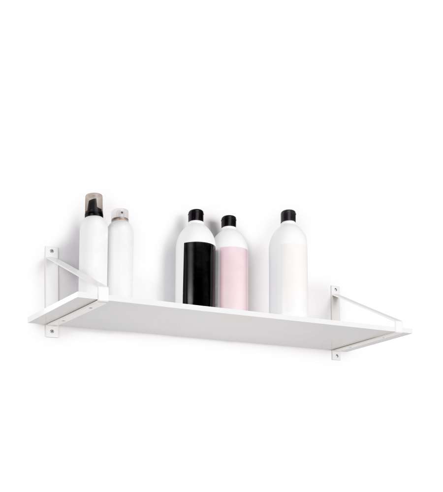 Emuca Set di supporti per mensole in legno Shelf con forma triangolare, Acciaio, Verniciato bianco 1 SET