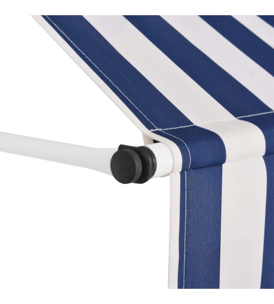 Tenda da Sole Retrattile Manuale 300 cm a Strisce Blu e Bianche