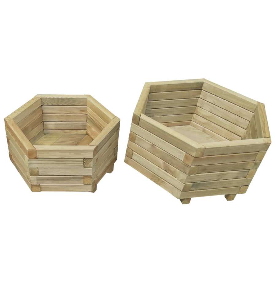 Set Letti Rialzati da Giardino 2 pz in Legno di Pino Impregnato