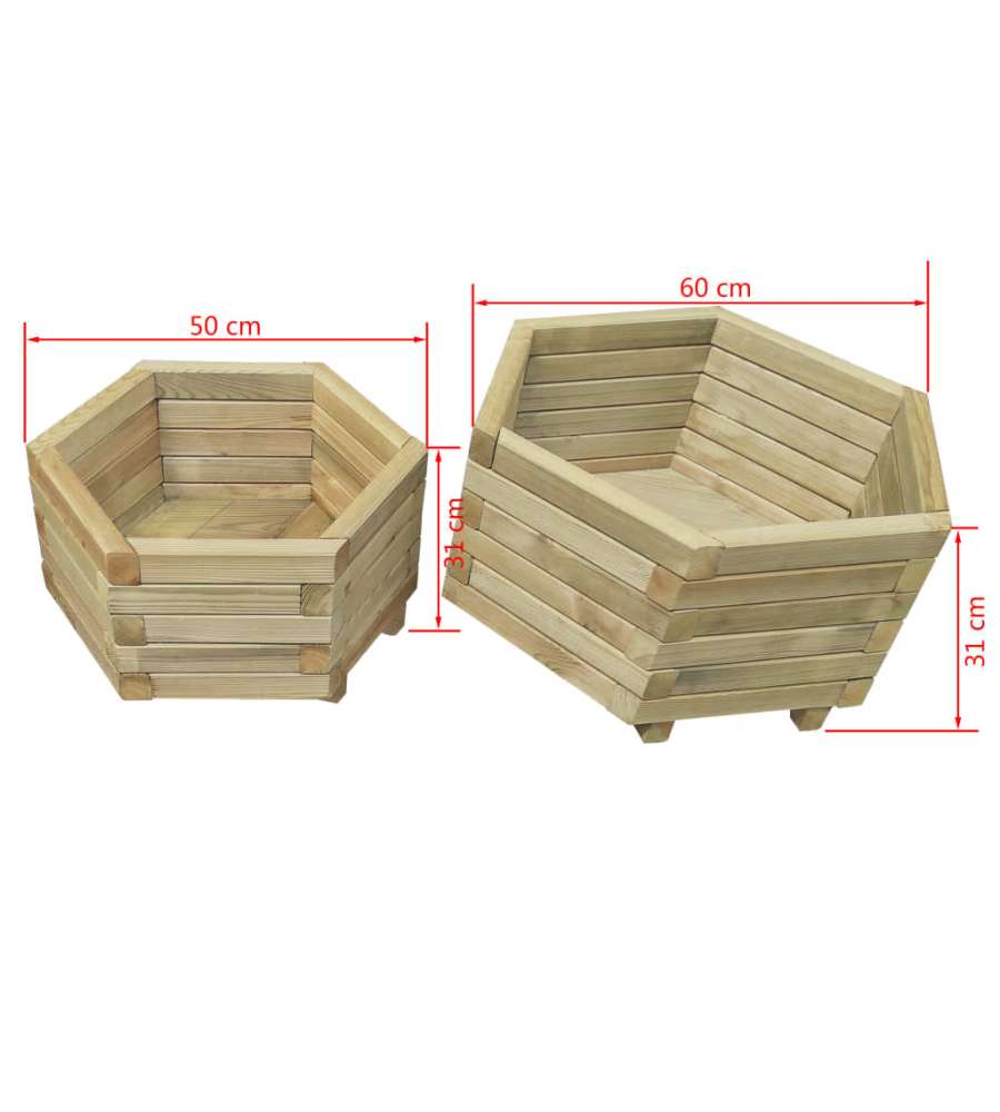 Set Letti Rialzati da Giardino 2 pz in Legno di Pino Impregnato