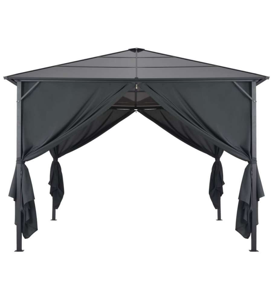 Gazebo con Tende in Alluminio 3x3 m Nero