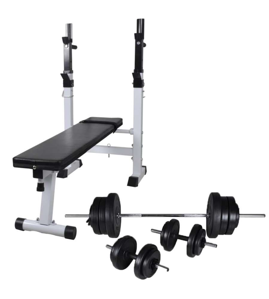 Panca Reclinabile con Rack Bilanciere e Set Manubri 60,5 kg