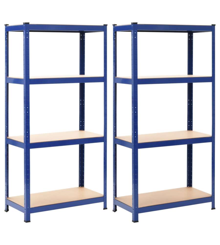 Scaffali 2 pz Blu 80x40x160 cm in Acciaio e MDF