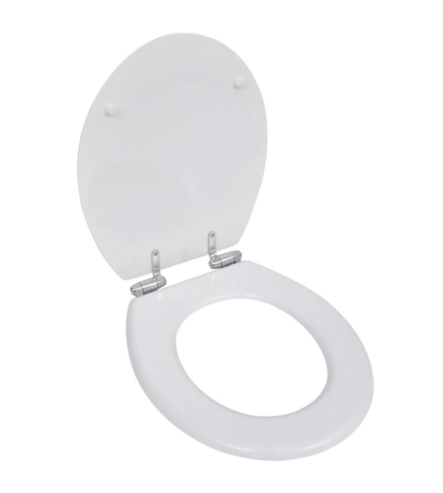 Sedile WC MDF Coperchio Chiusura Ammortizzata Semplice Bianco