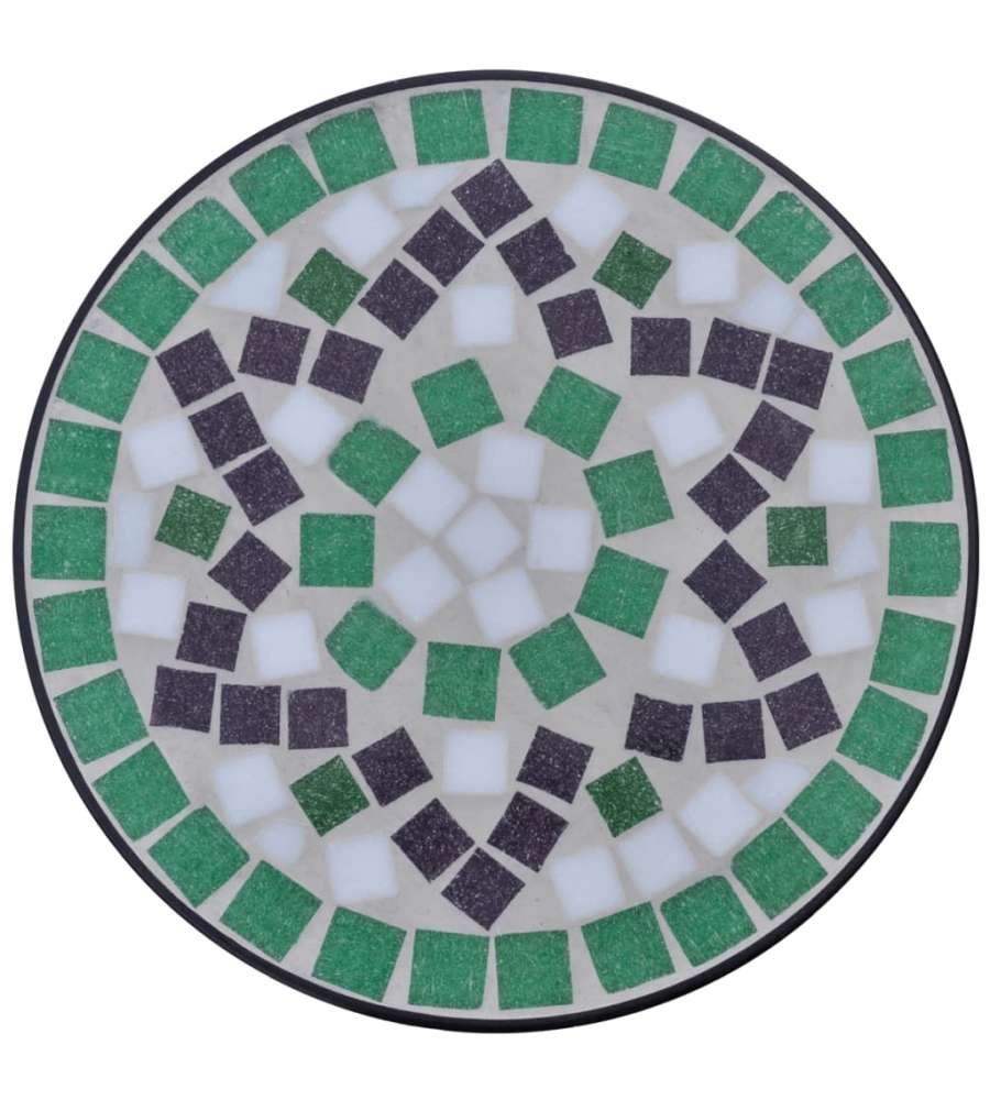 Tavolino Piante Modello Mosaico Verde e Bianco