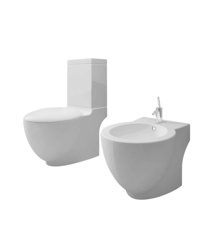 Set Toilette e Bid in Ceramica Bianca