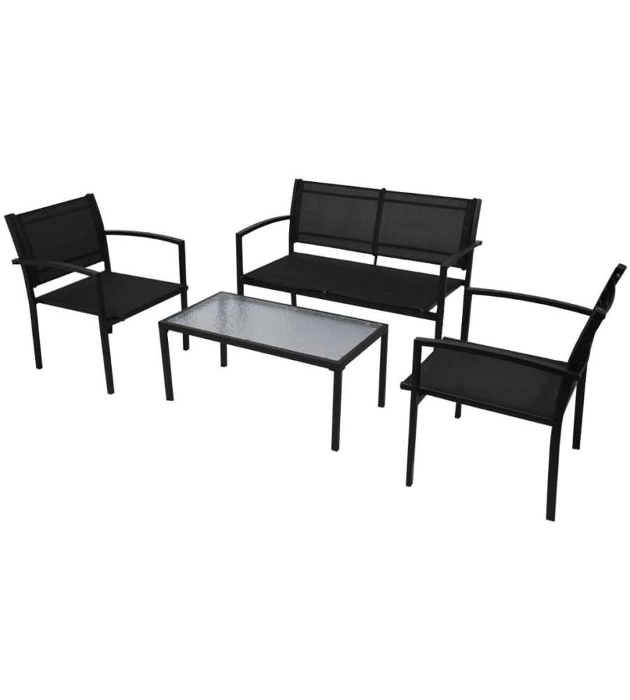 Set da Pranzo da Giardino 4 pz in Textilene Nero