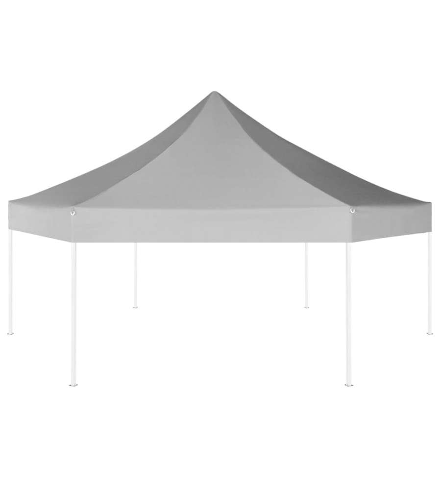 Gazebo Pieghevole Esagonale Pop-Up Grigio 3,6x3,1 m