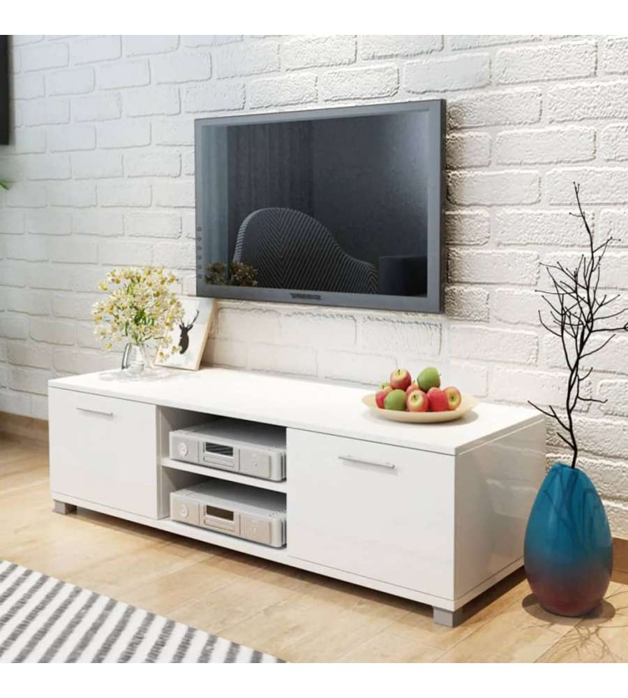 Mobile TV Bianco Laccato Lucido 120x40,3x34,7 cm