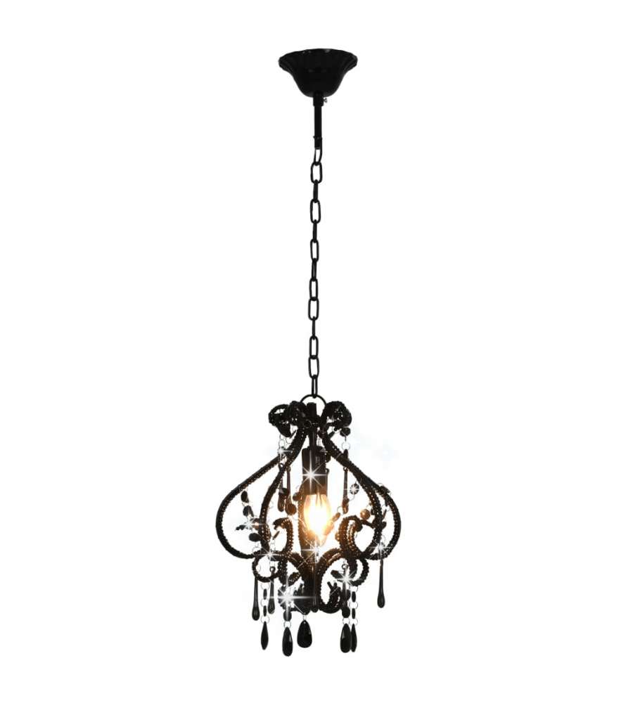 Lampadario con Perle Nero Rotondo E14