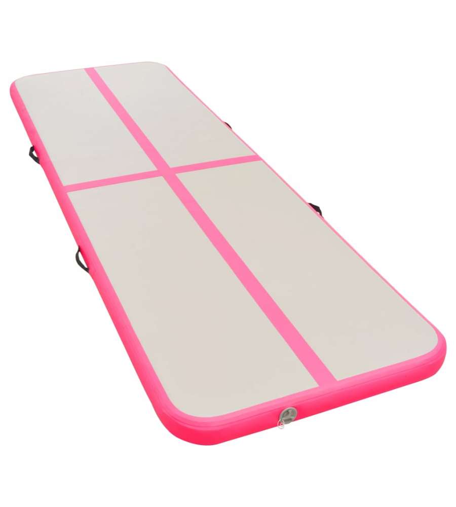 Tappetino Ginnastica Gonfiabile con Pompa 600x100x10cm PVC Rosa