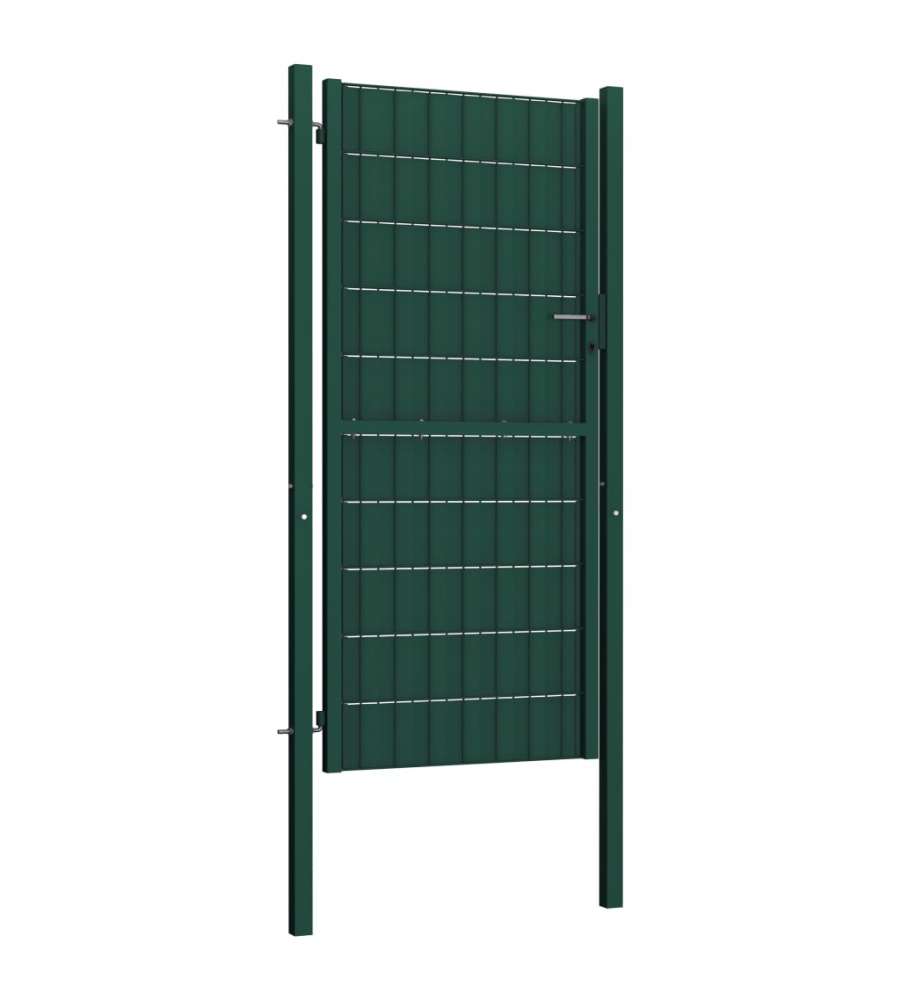 Cancello per Recinzione in PVC e Acciaio 100x124 cm Verde