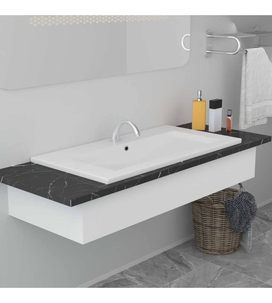 Lavabo da Incasso 81x39,5x18,5 cm in Ceramica Bianco