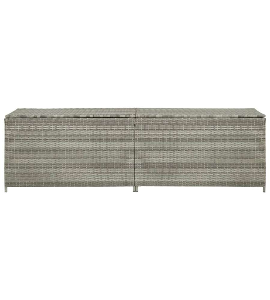 Baule da Giardino in Polyrattan 200x50x60 cm Grigio