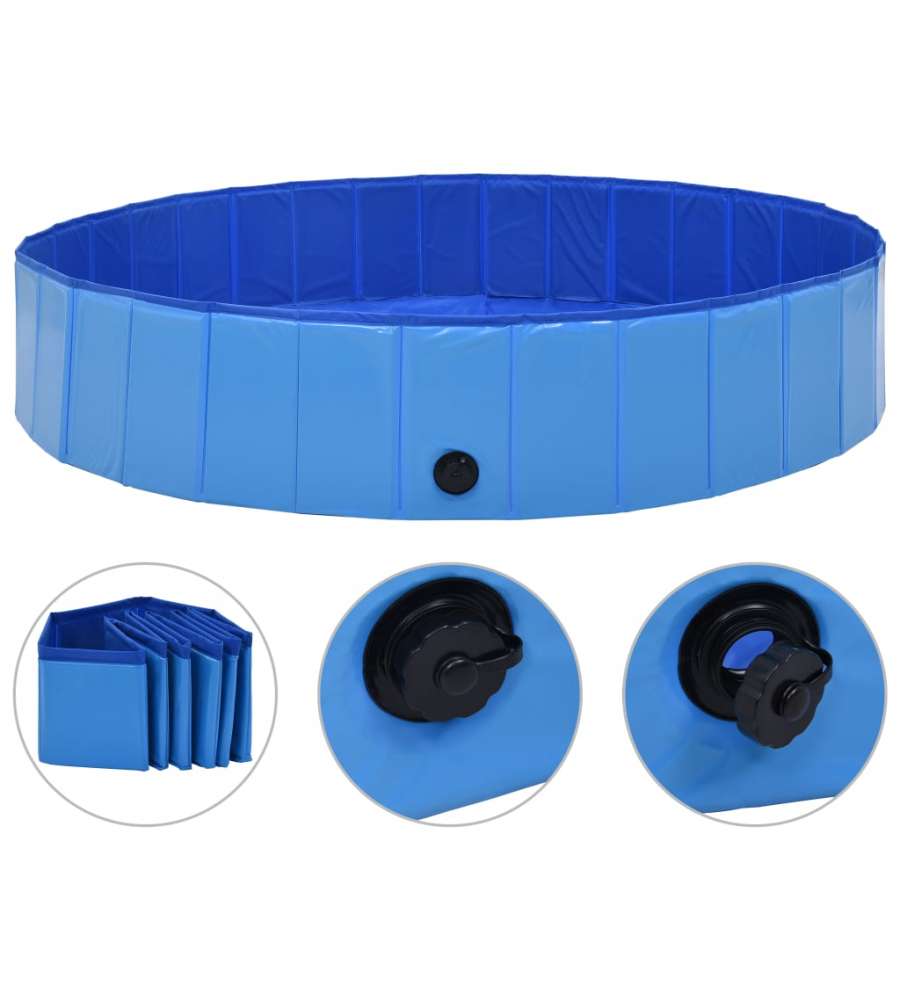 Piscina per Cani Pieghevole Blu 160x30 cm in PVC