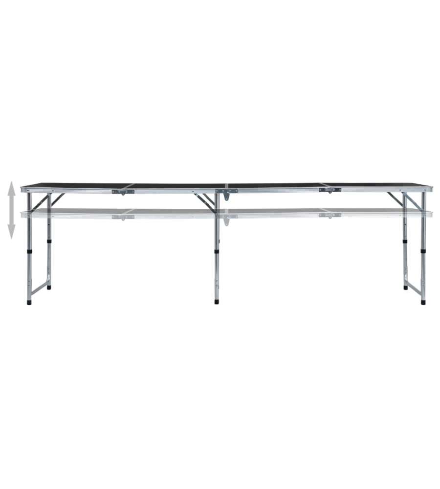 Tavolo da Campeggio Pieghevole in Alluminio Grigio 240x60 cm