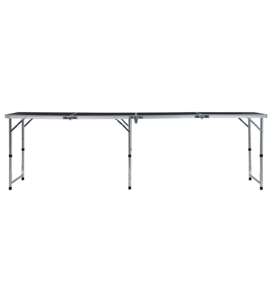 Tavolo da Campeggio Pieghevole in Alluminio Grigio 240x60 cm