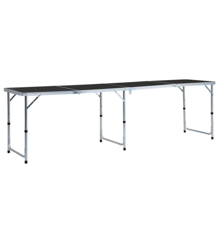 Tavolo da Campeggio Pieghevole in Alluminio Grigio 240x60 cm