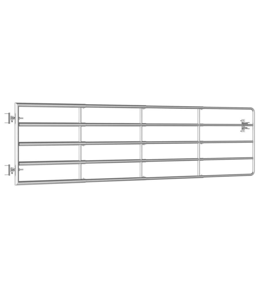 Cancello da Giardino in Acciaio 5 Sbarre (115-300)x90cm Argento