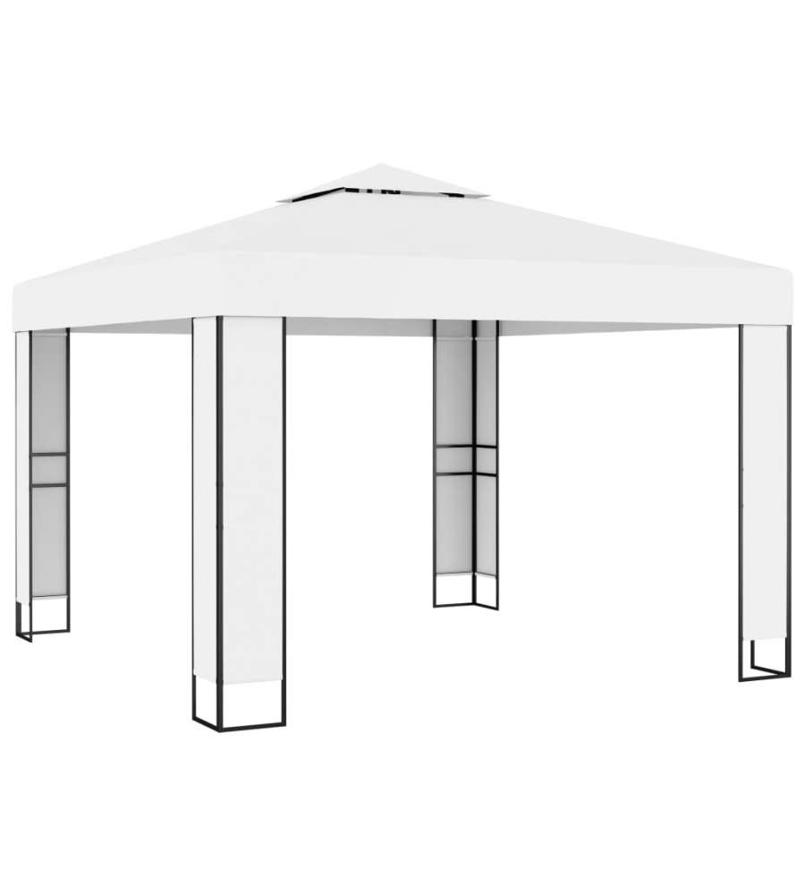 Gazebo con Tetto Doppio 3x3 m Bianco