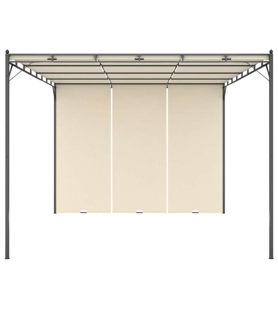 Gazebo da Giardino con Tenda Laterale 4x3x2,25 m Crema