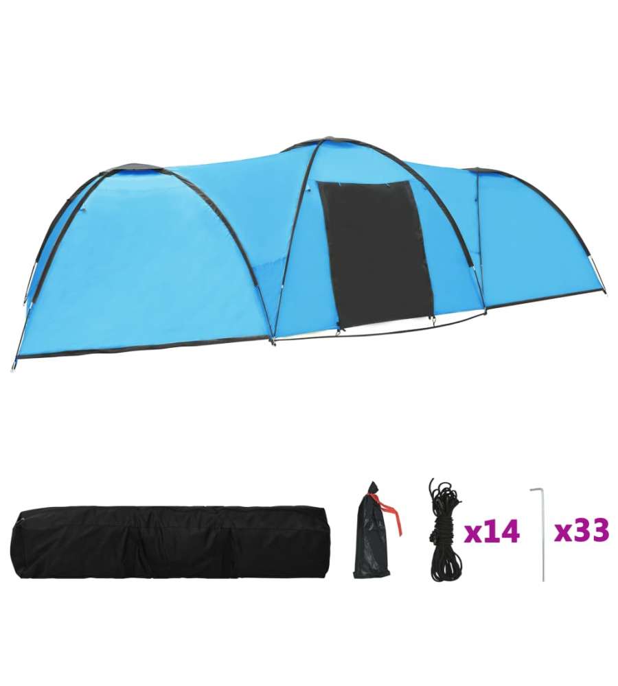 Tenda Igloo da Campeggio 650x240x190 cm per 8 Persone Blu