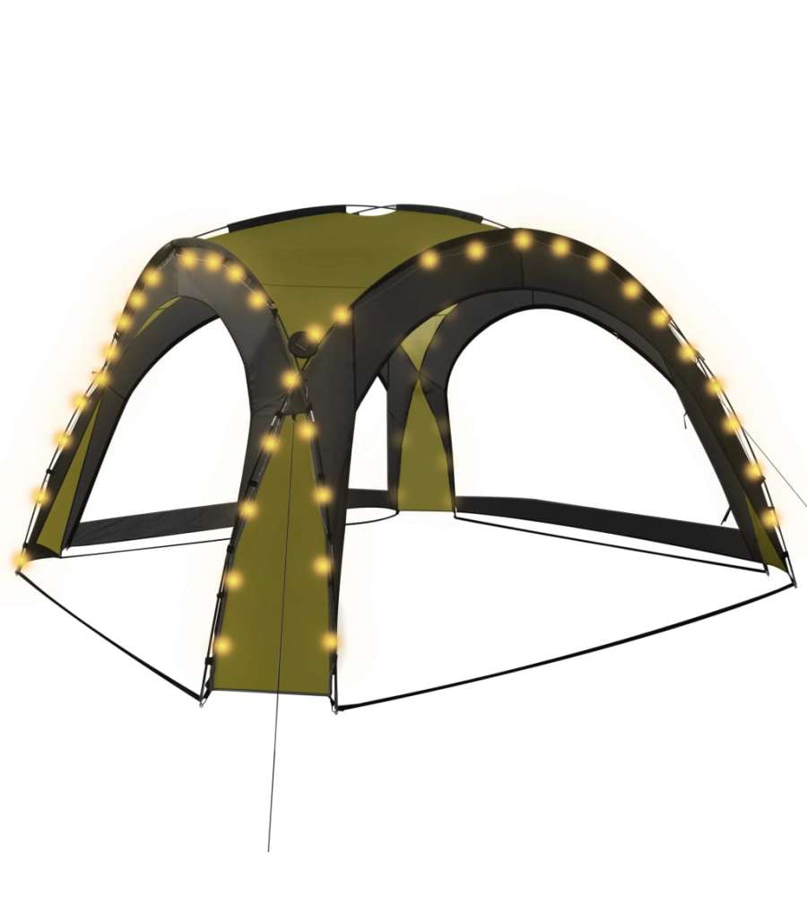 Tenda per Feste con LED e 4 Pareti 3,6x3,6x2,3 m Verde