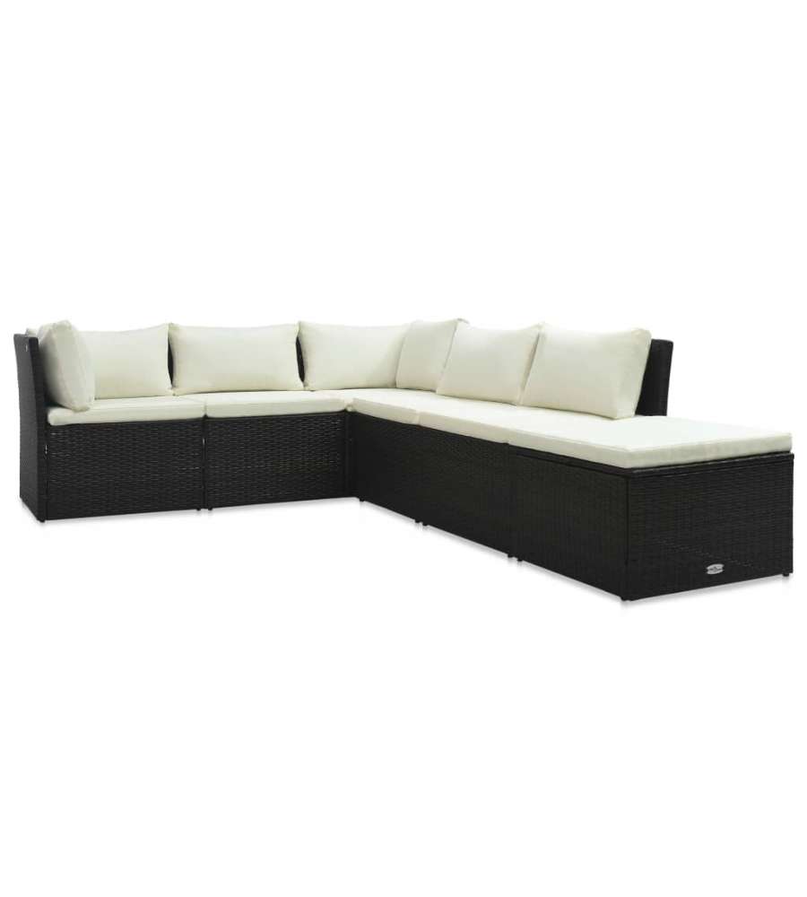 Set Divani da Giardino 4 pz con Cuscini in Polyrattan Marrone 47810