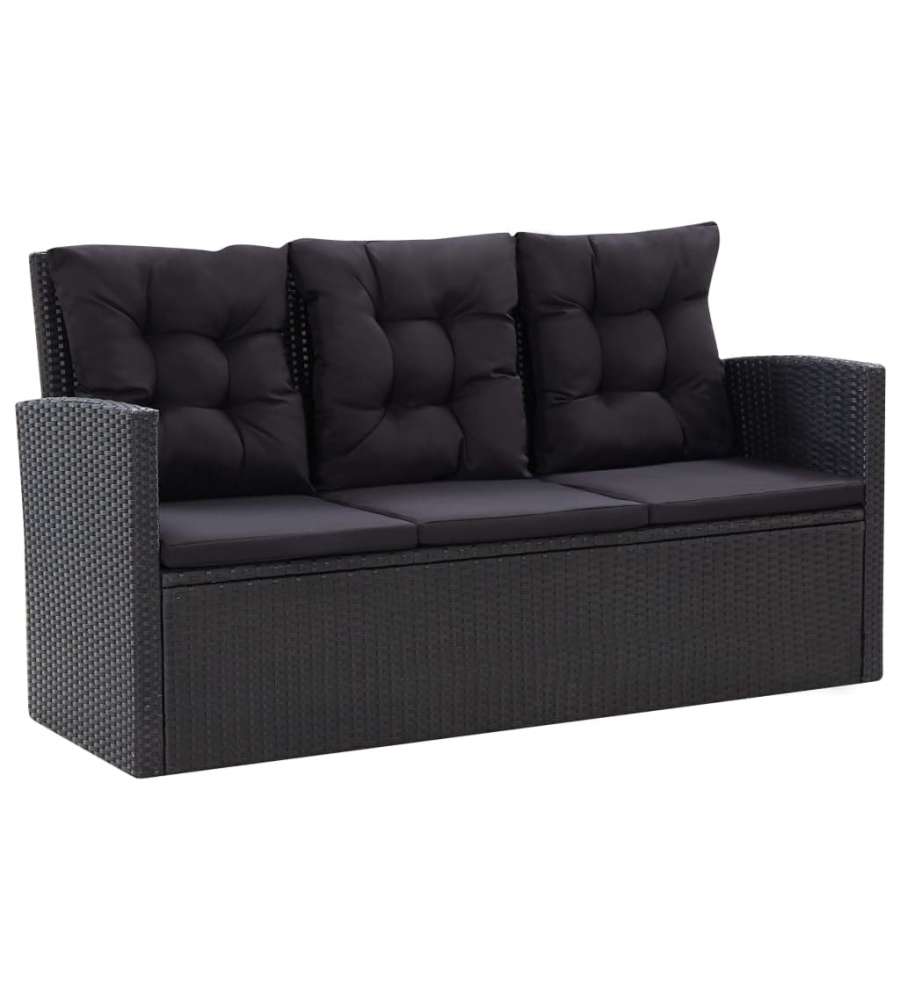 Set Divani da Giardino 6 pz con Cuscini in Polyrattan Nero