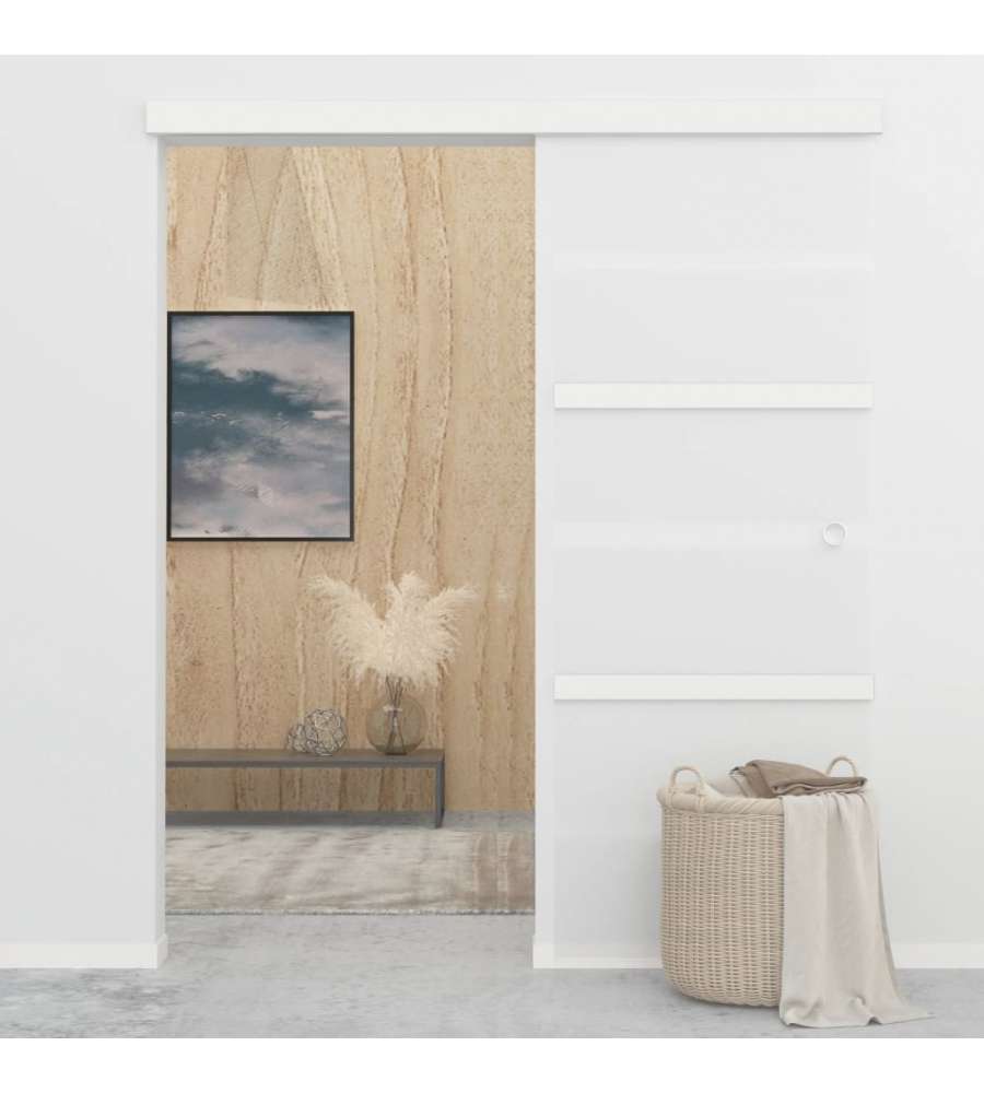 Porta Scorrevole in Vetro ESG e Alluminio 76x205 cm Argento