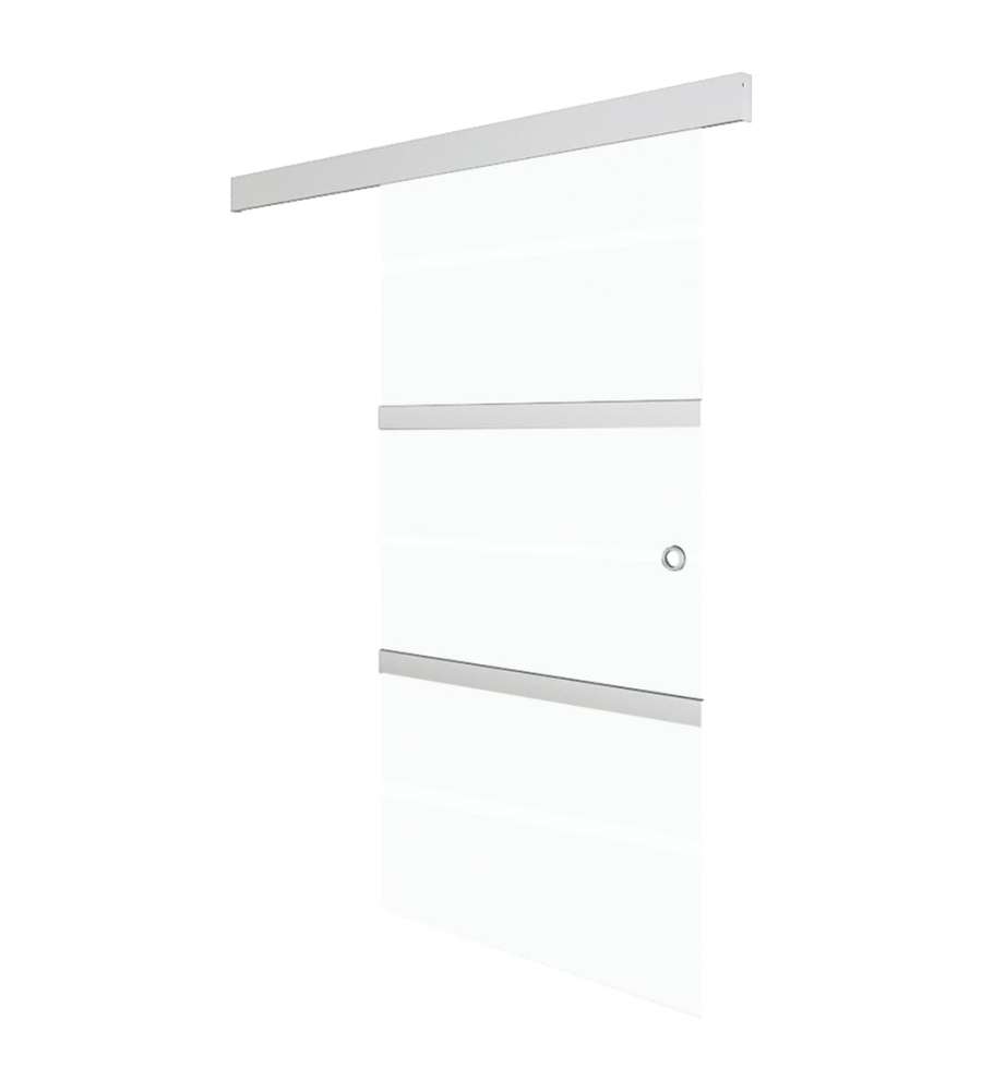 Porta Scorrevole in Vetro ESG e Alluminio 76x205 cm Argento