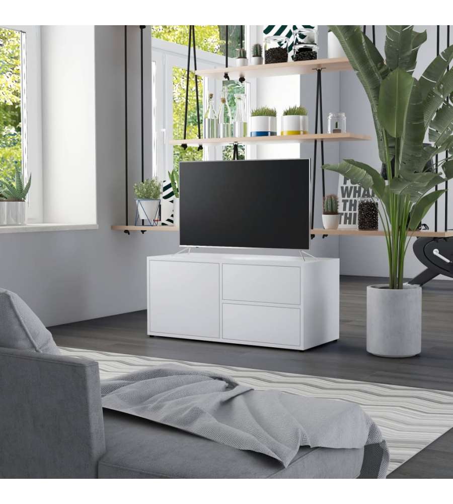 Mobile Porta TV Bianco 80x34x36 cm in Legno Multistrato