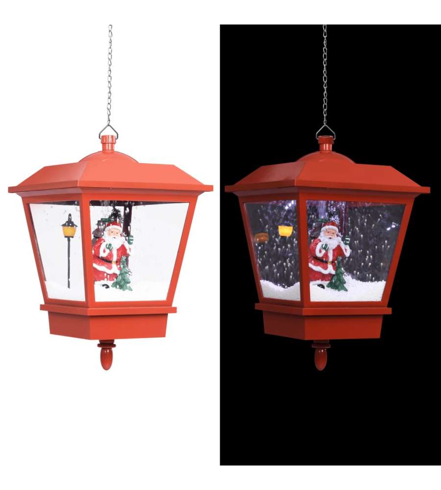 Lampada Natalizia Sospesa LED e Babbo Natale Rossa 27x27x45 cm