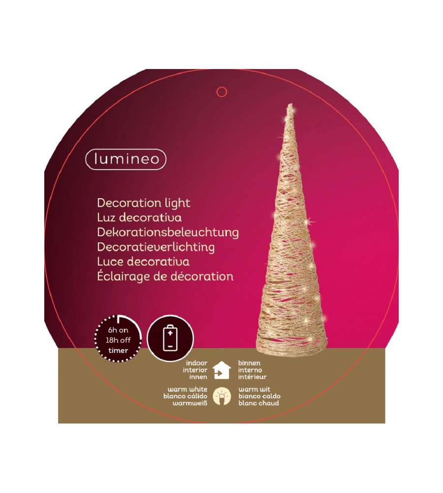 Albero 30 luci led bianco calda oro h 60 cm