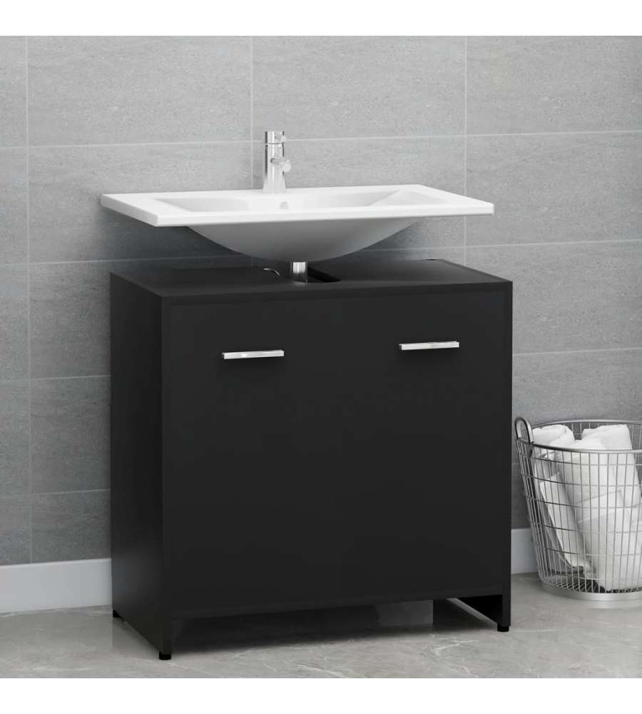 Armadio da Bagno Nero 60x33x61 cm in Truciolato