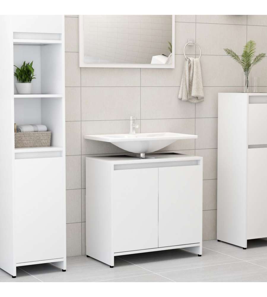 Armadio da Bagno Bianco 60x33x61 cm in Truciolato