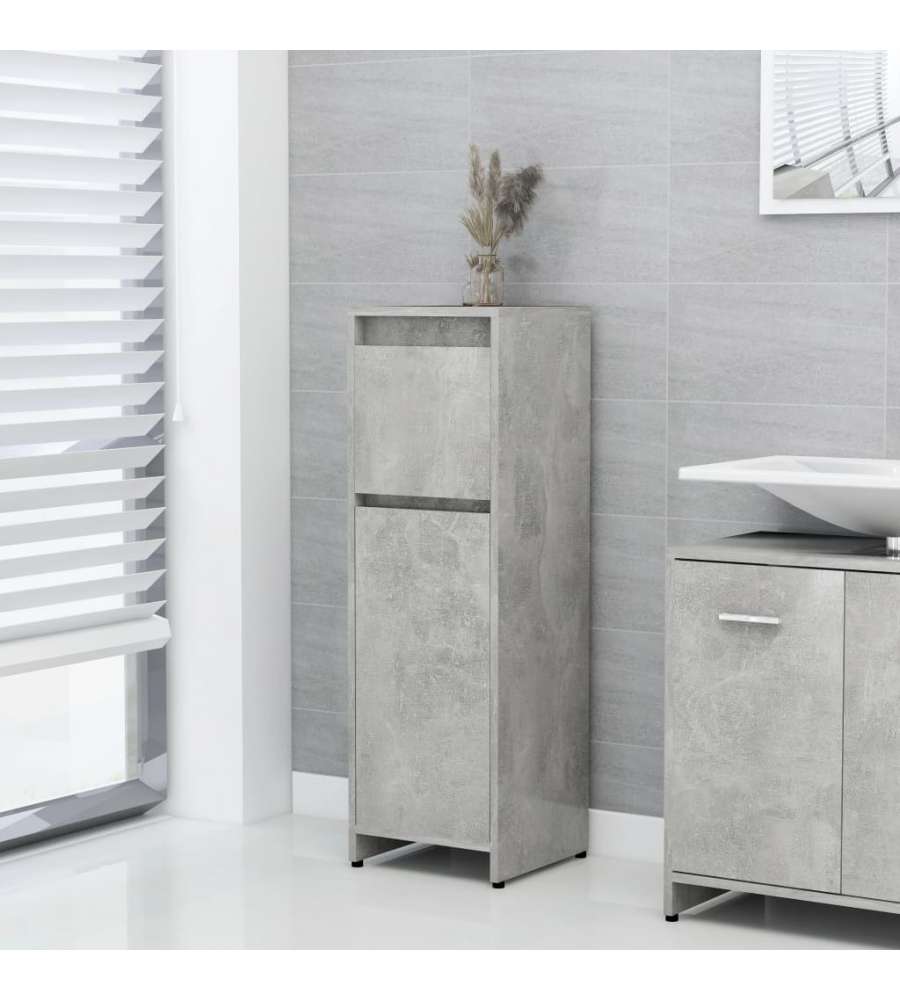 Armadio da Bagno Grigio Cemento 30x30x95 cm in Truciolato 802664