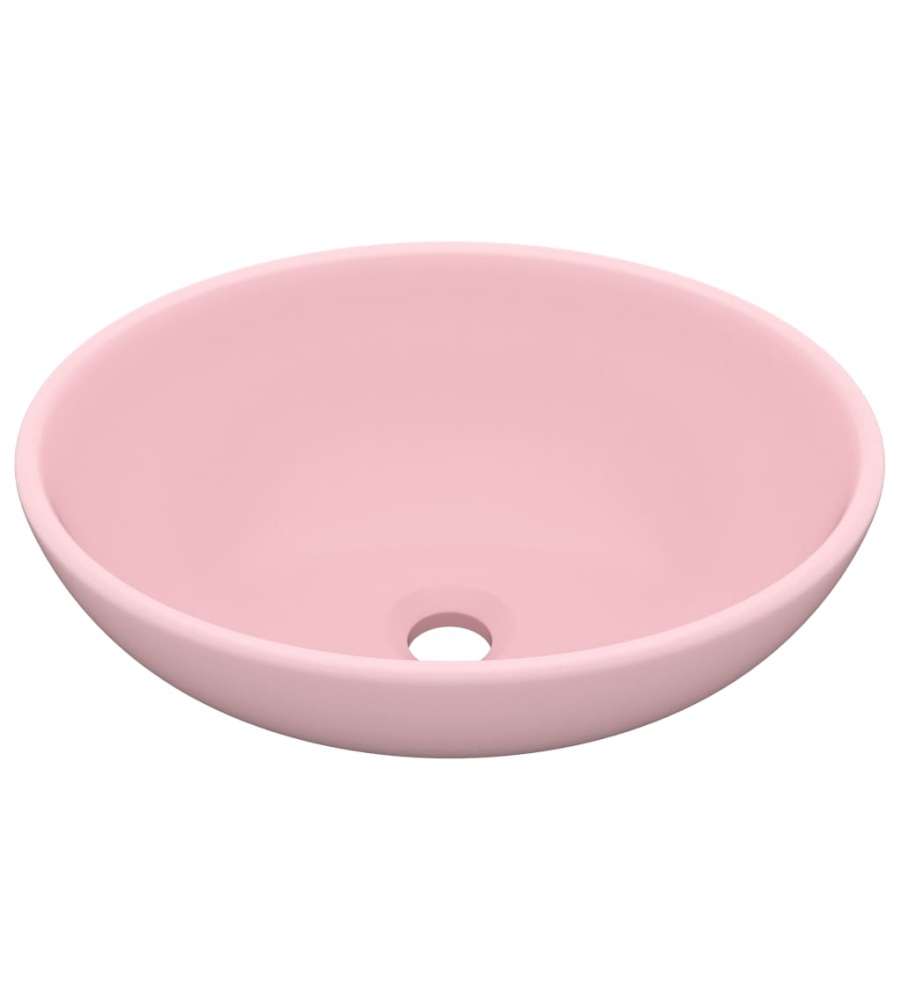 Lavandino Lusso Ovale Rosa Opaco 40x33 cm in Ceramica