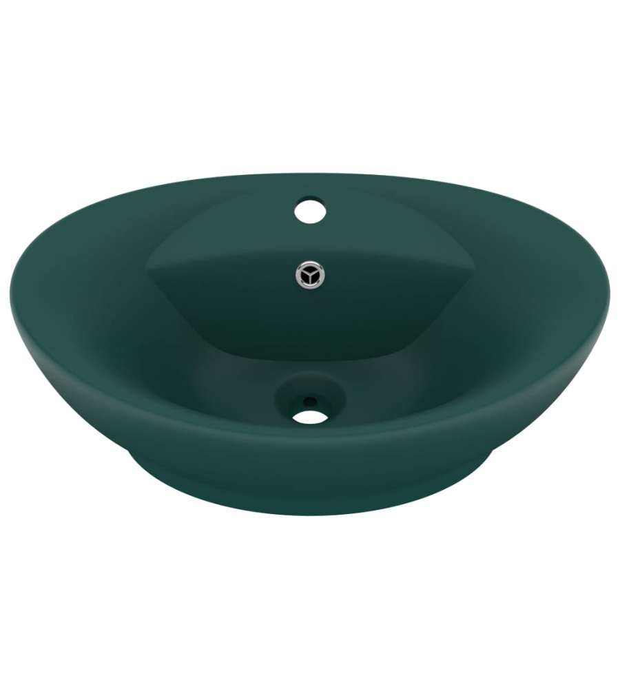 Lavabo Troppopieno Ovale Verde Scuro Opaco 58,5x39cm Ceramica