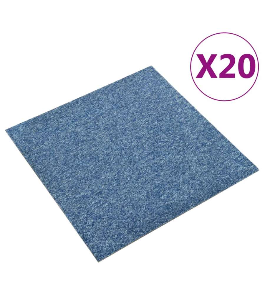 Quadrotte di Moquette 20 pz 5 mq 50x50 cm Blu